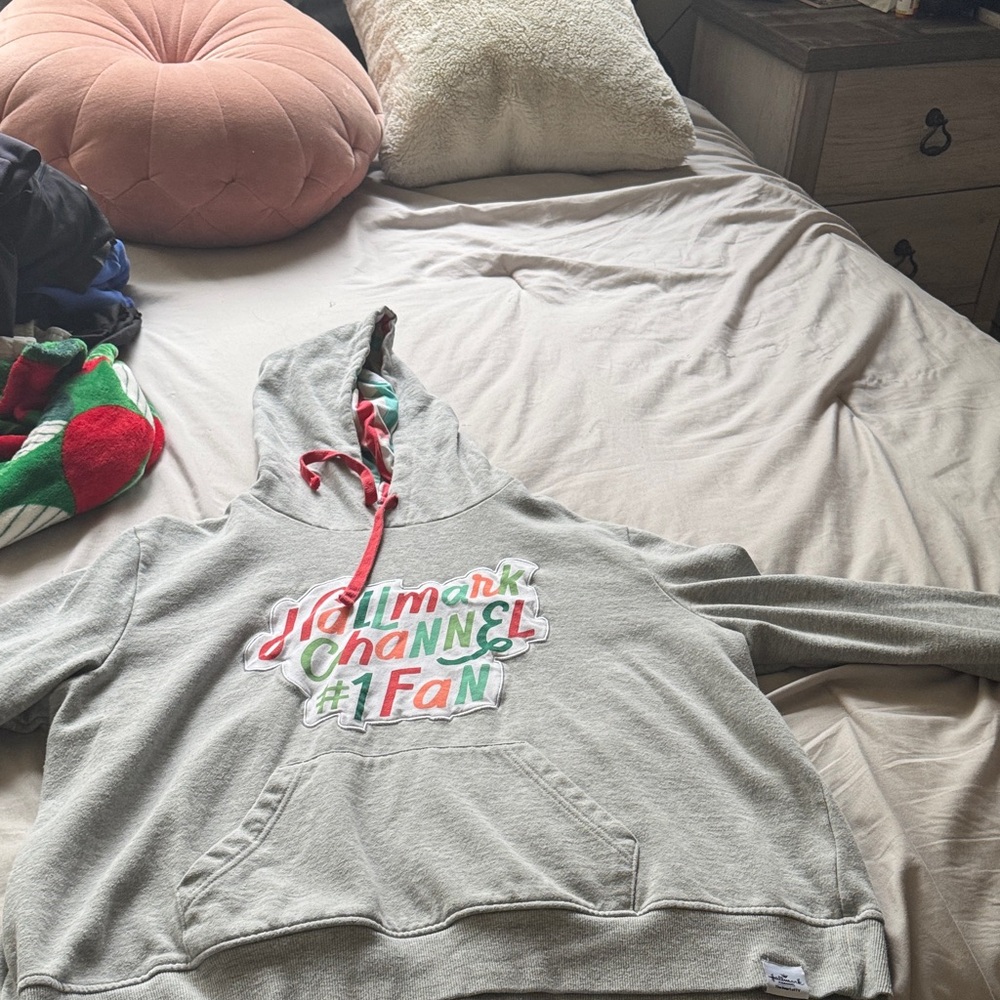 Hallmark Gray Hoodie with Red Accents